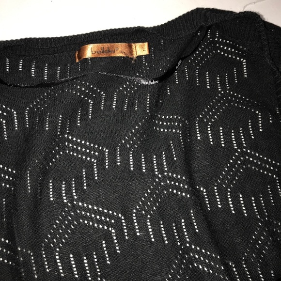 Belleni Black Cutout Open Wrap Cardigan Sweater - Picture 11 of 12